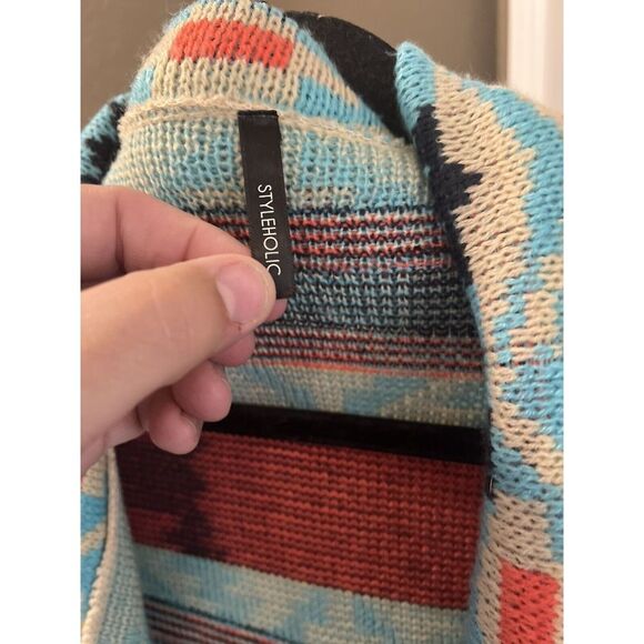 Styleholic‎ Womens Aztec Southwestern Open Front Cardigan Sweater M Yellowstone - Picture 2 of 4